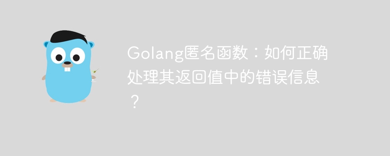 golang匿名函数：如何正确处理其返回值中的错误信息？