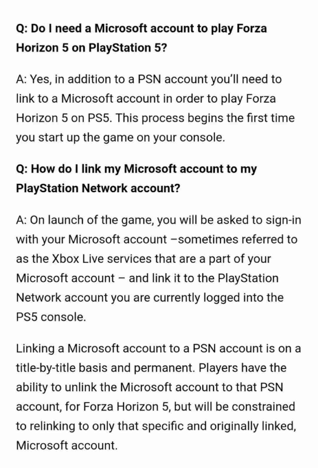 《极限竞速：地平线5》PS5版需要创建微软账号