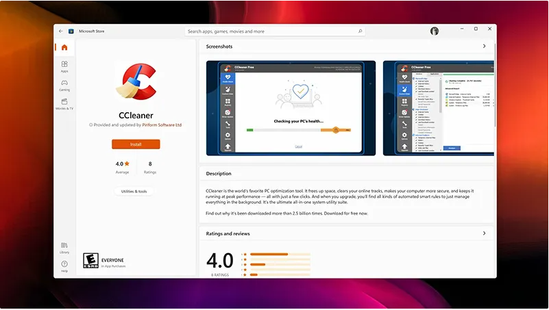 清理工具ccleaner现在已可在windows 11微软商店中获取到