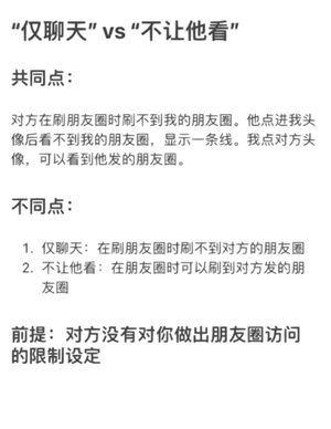 微信仅聊天和不让他看我有什么区别 微信仅聊天是不是互相看不到朋友圈