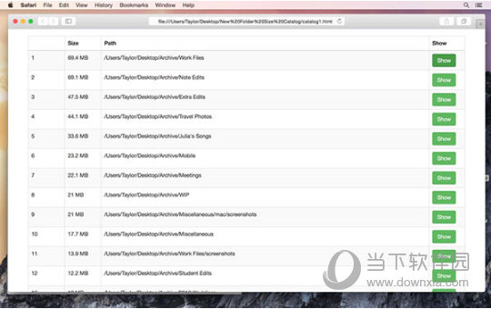 Folder Size Catalog