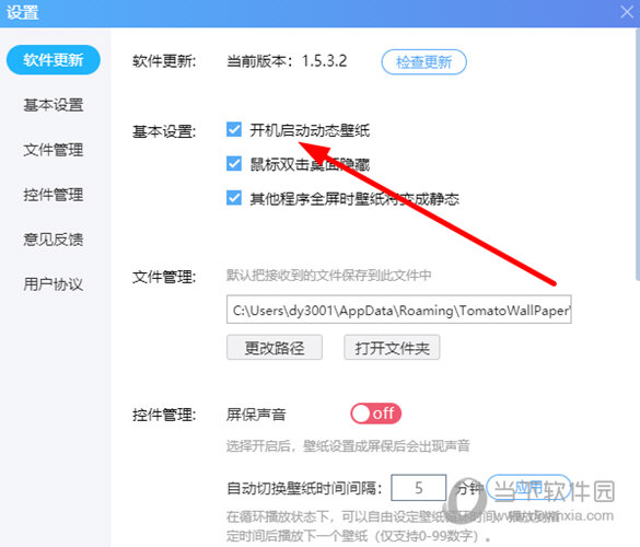 勾选上“开机启动动态壁纸”选项