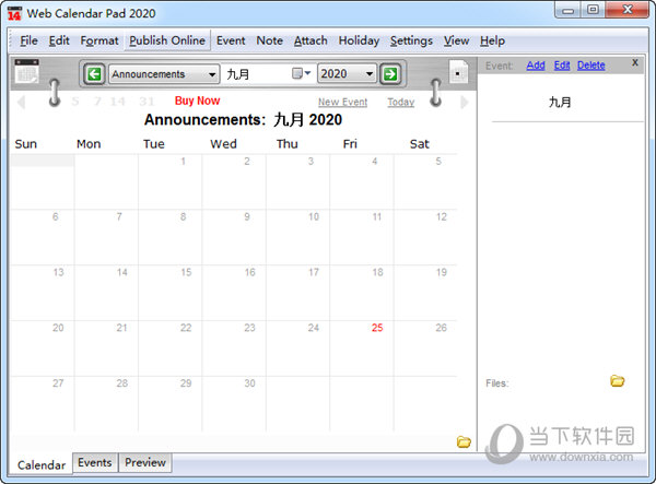 Web Calendar Pad