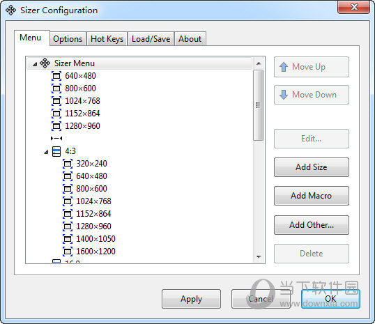 Sizer Configuration